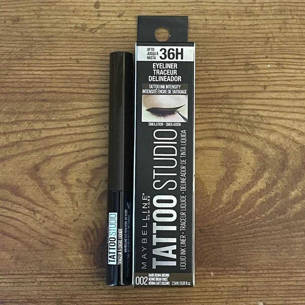 Maybelline New York Tattoo Studio Liquid Ink 36H‎ Eyeliner 002 Dark Henna Brown